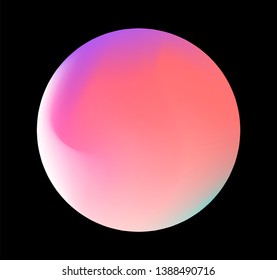 Neon gradient pastel orb, glowing shiny sphere on dark background. Retrowave/ vaporwave 80s-90s style abstract minimal illustration.