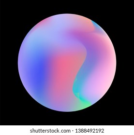 Neon gradient pastel orb, glowing shiny sphere on dark background. Retrowave/ vaporwave 80s-90s style abstract minimal illustration.