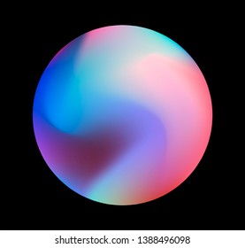 Neon gradient pastel orb, glowing shiny sphere on dark background. Retrowave/ vaporwave 80s-90s style abstract minimal illustration.