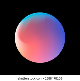 Neon gradient pastel orb, glowing shiny sphere on dark background. Retrowave/ vaporwave 80s-90s style abstract minimal illustration.