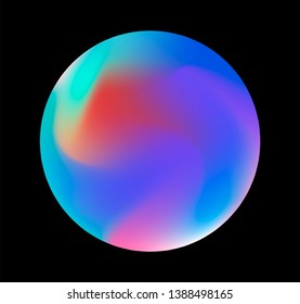 Neon gradient pastel orb, glowing shiny sphere on dark background. Retrowave/ vaporwave 80s-90s style abstract minimal illustration.