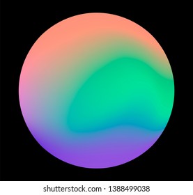 Neon gradient pastel orb, glowing shiny sphere on dark background. Retrowave/ vaporwave 80s-90s style abstract minimal illustration.