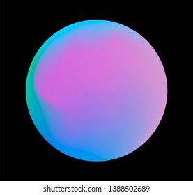 Neon gradient pastel orb, glowing shiny sphere on dark background. Retrowave/ synthwave 80s-90s style abstract minimal illustration.