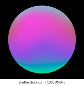 Neon gradient pastel orb, glowing shiny sphere on dark background. Retrowave/ vaporwave 80s-90s style abstract minimal illustration.