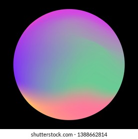 Neon gradient pastel orb, glowing shiny sphere on dark background. Retrowave/ vaporwave 80s-90s style abstract minimal illustration.