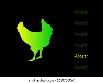neon gradient silhouette of rooster. Rooster vector silhouette for banners, logo.
Neon gradient rooster silhouette
