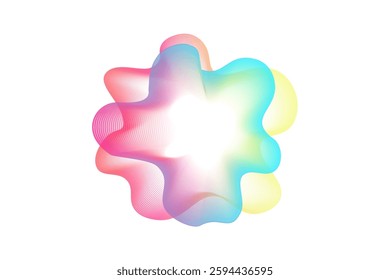 Neon gradient sound waves. Sound lines, radial spectrum. Vector colorful cover for a musical poster and album. Radial spectrum
