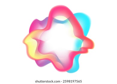 Neon gradient sound waves. Sound lines, radial spectrum. Colorful cover for a musical poster and album. Radial spectrum vector