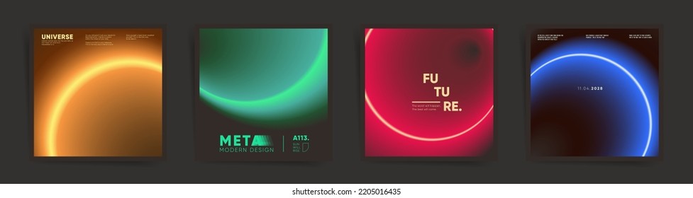 Neon gradient square backgrounds for poster  brochure  album cover  social media promo post  Modern vector graphic collection for autumn technology business design  