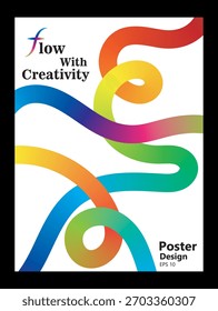 neon gradient swirl, poster design layout , on white  background