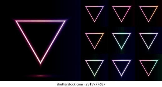 Neon gradient triangle Frame with copy space. 