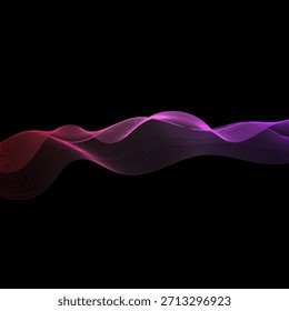 Línea de onda de gradiente de neón Fondo Abstractas Futurista brillante púrpura y rosa Líneas de curva de flujo en negro, moderno diseño de tecnología digital para carteles, marcas y Gráficos para video