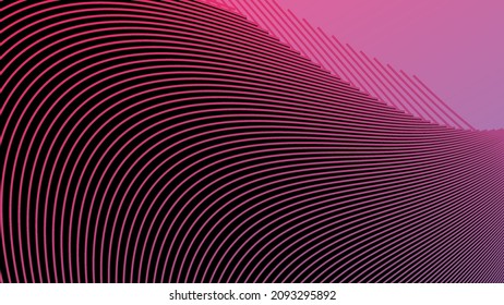 Las líneas onduladas de gradiente de neón mezclan el arte vectorial digital abstracto.