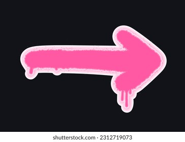Neon graffiti clip art. Urban street style. Sprayed paint arrows. Splash effects and drops. Grunge and spray texture.