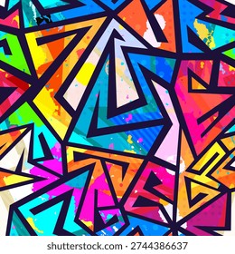 Neon Graffiti Splash Seamless pattern