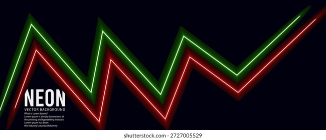 Pantalla de gráfico de neón con tendencia ascendente sobre un fondo negro
