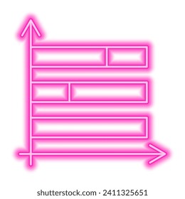 Icono de línea de gráfico de neón. Trabajo, función, plan, dibujo, matemáticas, diagrama, gráfico, diagrama. Icono de vector para negocios y publicidad