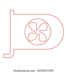 Neon graphic card GPU PC personal computer hardware components red color vector illustration image flat style