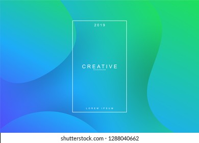 NEON GREEN, 2019, Happy new year. 2019 new year background celebration. Fluid shape, wavy, green, dynamic background. Trendy and modern background color.