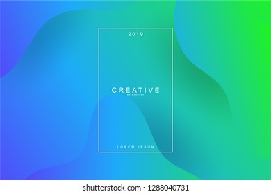 NEON GREEN, 2019, Happy new year. 2019 new year background celebration. Fluid shape, wavy, green, dynamic background. Trendy and modern background color.