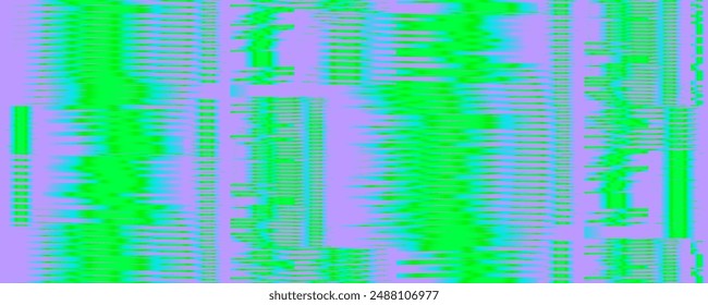 Neon green abstract vector seamless pattern cyberpunk concept with glitch effect in trendy green. Psychedelic tech background for wall art, wall panel, package, banner, poster, interior decor. 