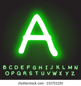 Neon green alphabet vector