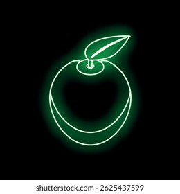 Neon green apple shining brightly against a dark backdrop, creating a vibrant and eye catching image