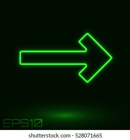 Neon Green Arrow. Vector Illustration.