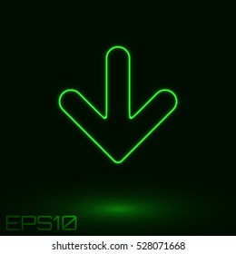 Neon Green Arrow. Vector Illustration.