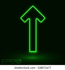 Neon Green Arrow. Vector Illustration.