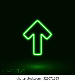 Neon Green Arrow. Vector Illustration.