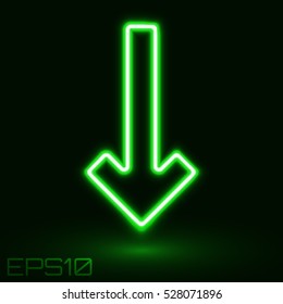 Neon Green Arrow. Vector Illustration.