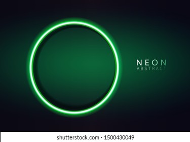 Neon green circle, ring on the dark background. Pattern futuristic graphic design round glowing for the banner, poster, cover, disco, party. Vector illustration. - Shutterstock ID 1500430049