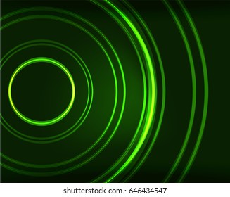Neon green circles vector abstract pattern background