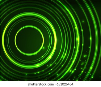 Neon green circles vector abstract pattern background