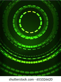 Neon green circles vector abstract pattern background