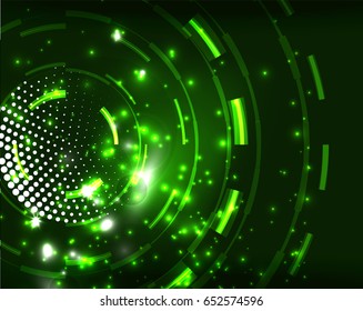 Neon green circles vector abstract pattern background