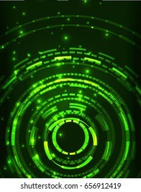 Neon green circles vector abstract pattern background