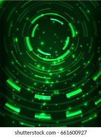 Neon green circles vector abstract pattern background