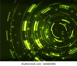 Neon green circles vector abstract pattern background