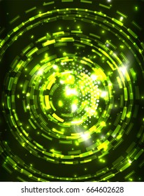 Neon green circles vector abstract pattern background