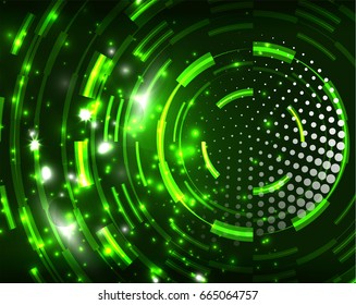 Fondo de patrón abstracto de círculos de color verde neón