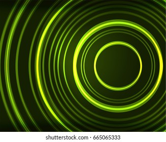 Neon-grüne Kreise, Vektorhintergrund mit abstraktem Muster