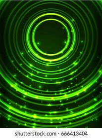 Neon green circles vector abstract pattern background