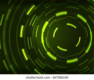 Neon green circles vector abstract pattern background