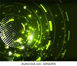 Fondo de patrón abstracto de círculos de color verde neón