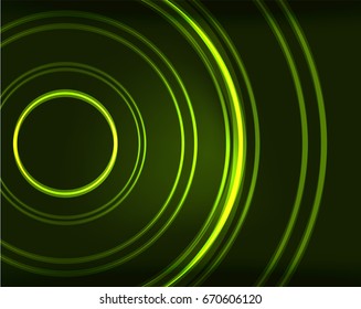 Neon-grüne Kreise, Vektorhintergrund mit abstraktem Muster