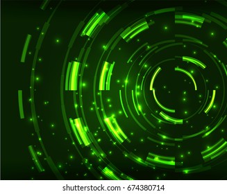 Plano de fundo de padrão abstrato de vetor de círculos verdes de néon