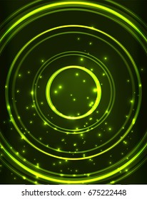 Neon green circles vector abstract pattern background