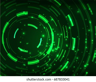 Neon green circles vector abstract pattern background